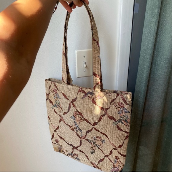 Vintage Beige Tote Bag with Artistic Design Ángels - Picture 5 of 7